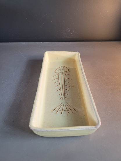 Ravier poisson en céramique jaune - Ref 786