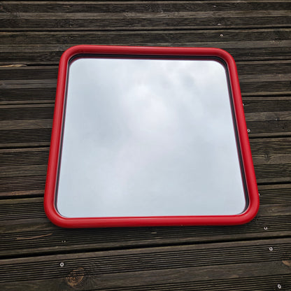 Miroir carré vintage en métal laqué rouge 60x60 - Ref 1428