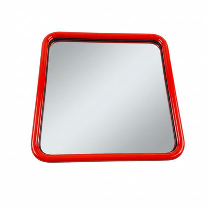 Miroir carré vintage en métal laqué rouge 60x60 - Ref 1428