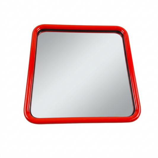 Miroir carré vintage en métal laqué rouge 60x60 - Ref 1428