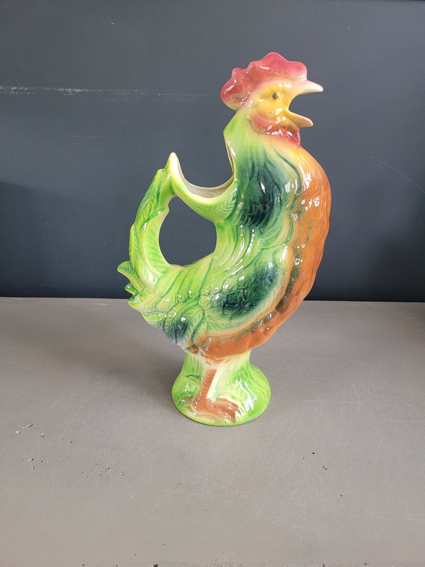 Carafe barbotine coq St Clément- Pichet Saint-Clement- Ref 521