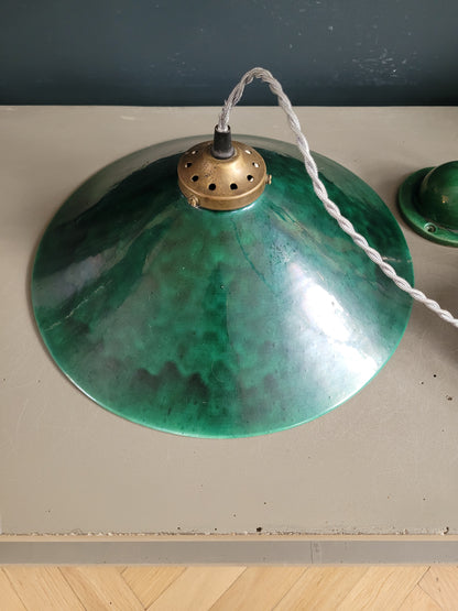 Suspension à poulies en céramique émaillée verte - Ref 641