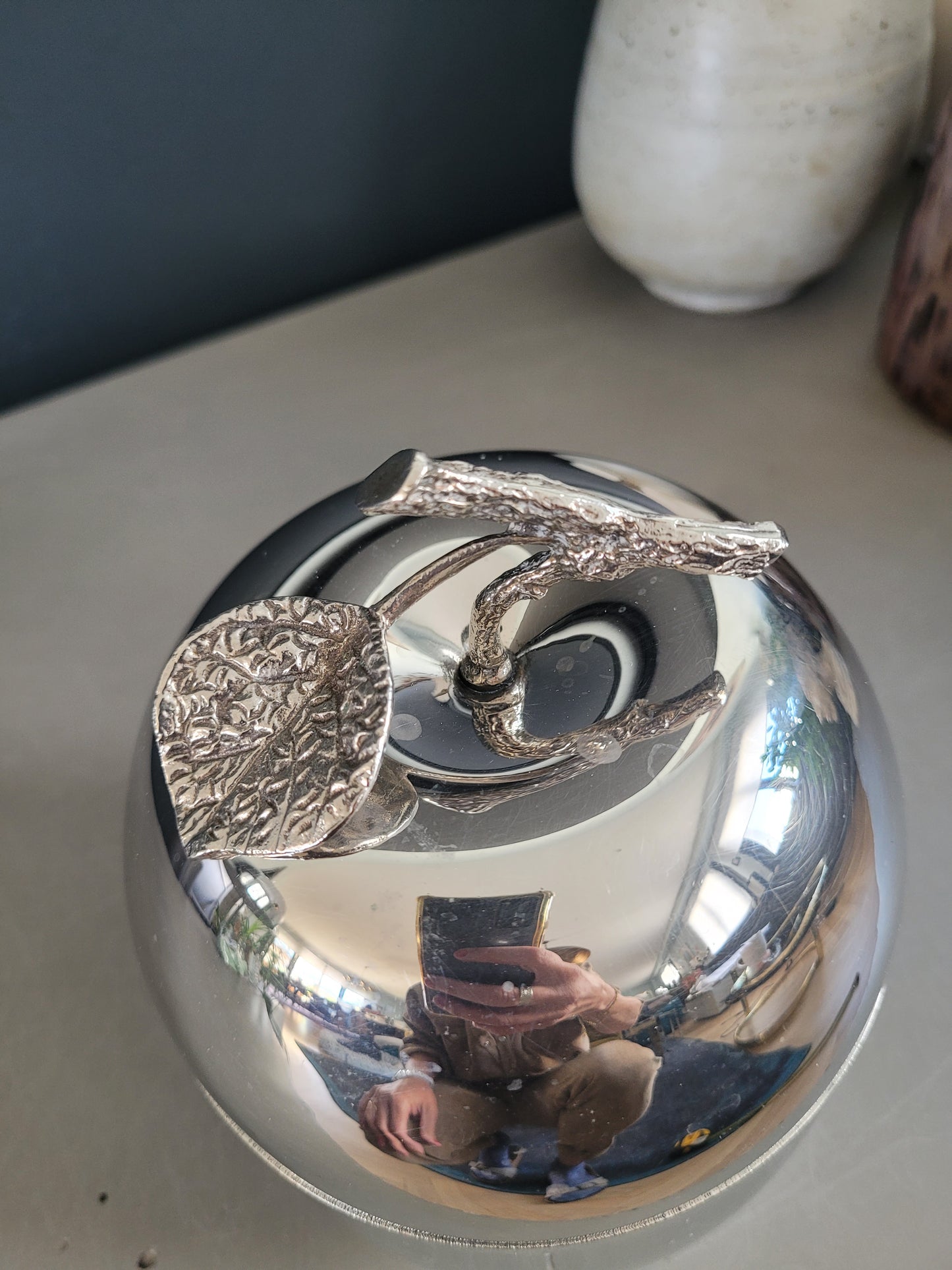 Seau à glace pomme en métal argenté- Ref 586