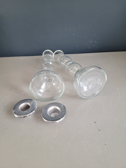Paire de bougeoirs en verre - Ref 510