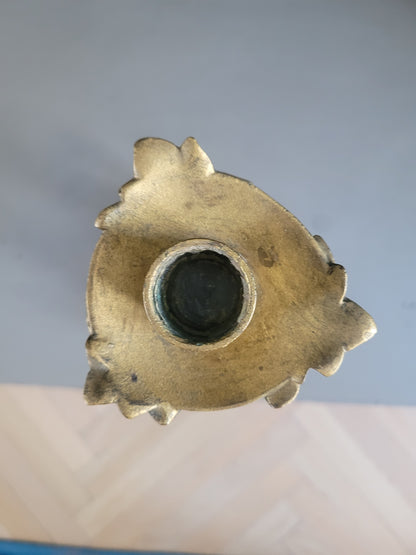 Bougeoir tripode en bronze doré serpent et souris - Ref 406