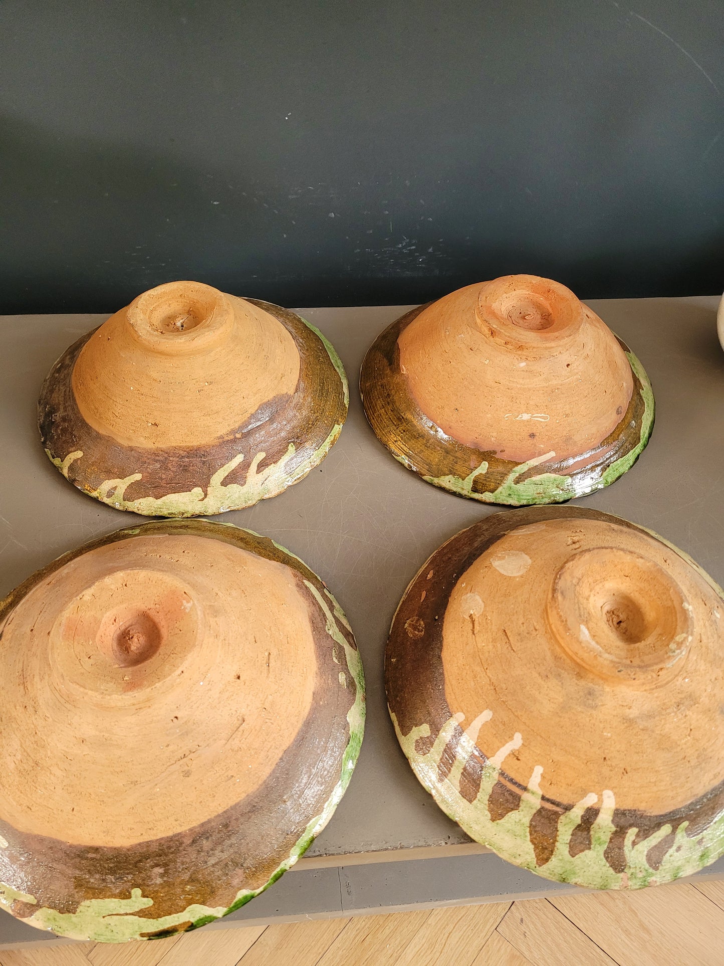 Saladier en terre cuite émaillée vert - Ref 791