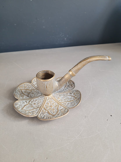 Bougeoir pipe en laiton ouvragé - Ref 958