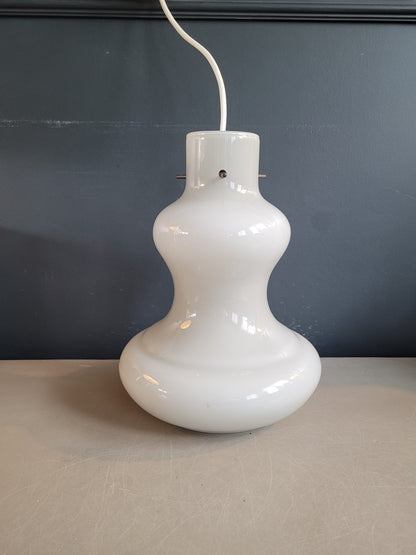 Suspension vintage en verre bicouche gris/blanc - Ref 648