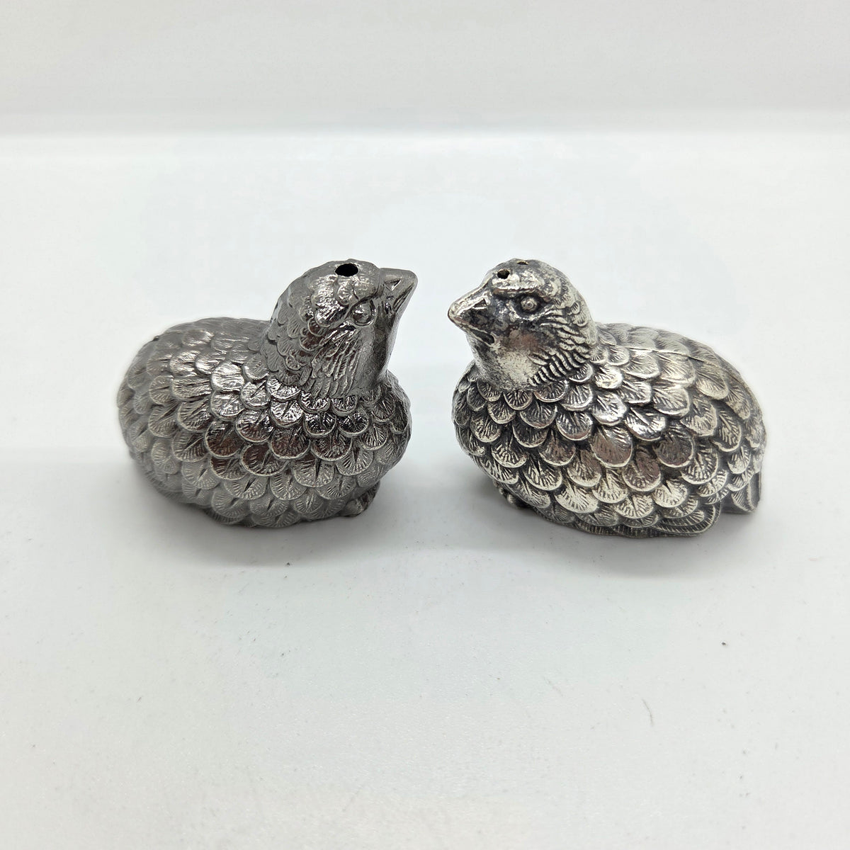 Duo sel poivre oiseaux en métal argenté - Ref 1442