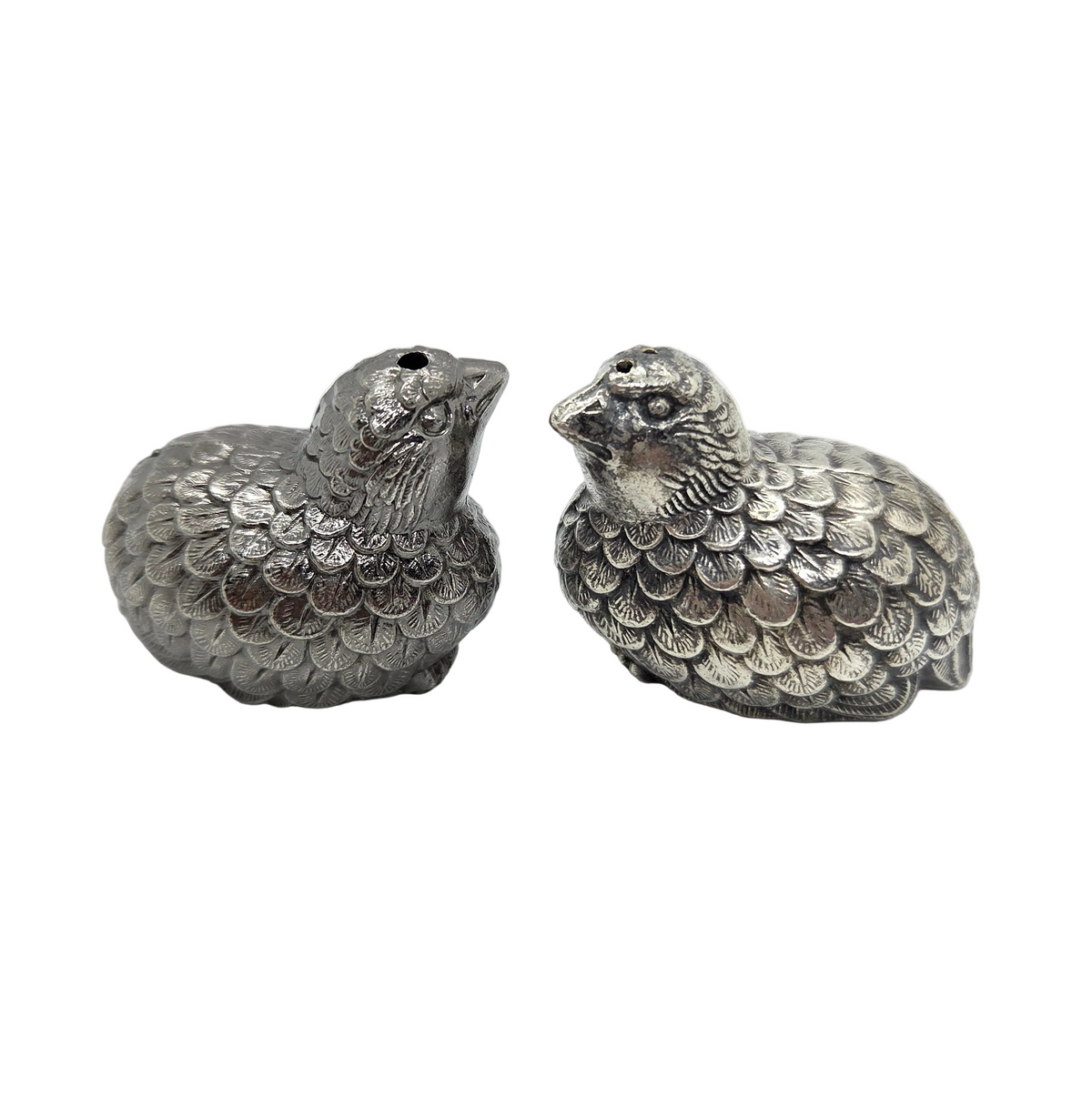 Duo sel poivre oiseaux en métal argenté - Ref 1442
