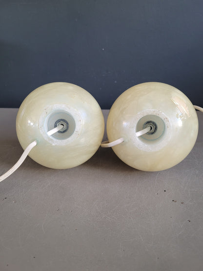 Paire de pieds de lampes boules en albâtre- Ref 639