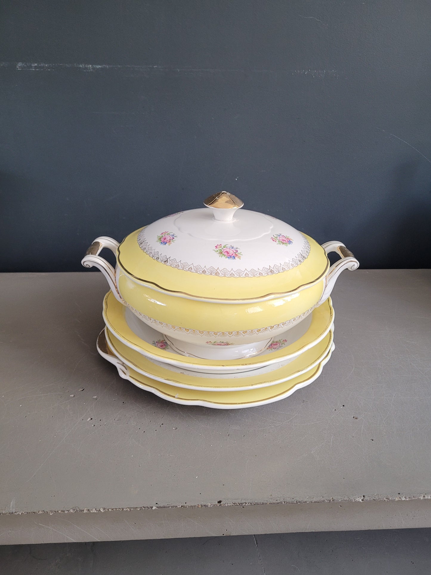 Soupière + 3 plats Digoin & Sarreguemines modèle Graziella - Ref 921