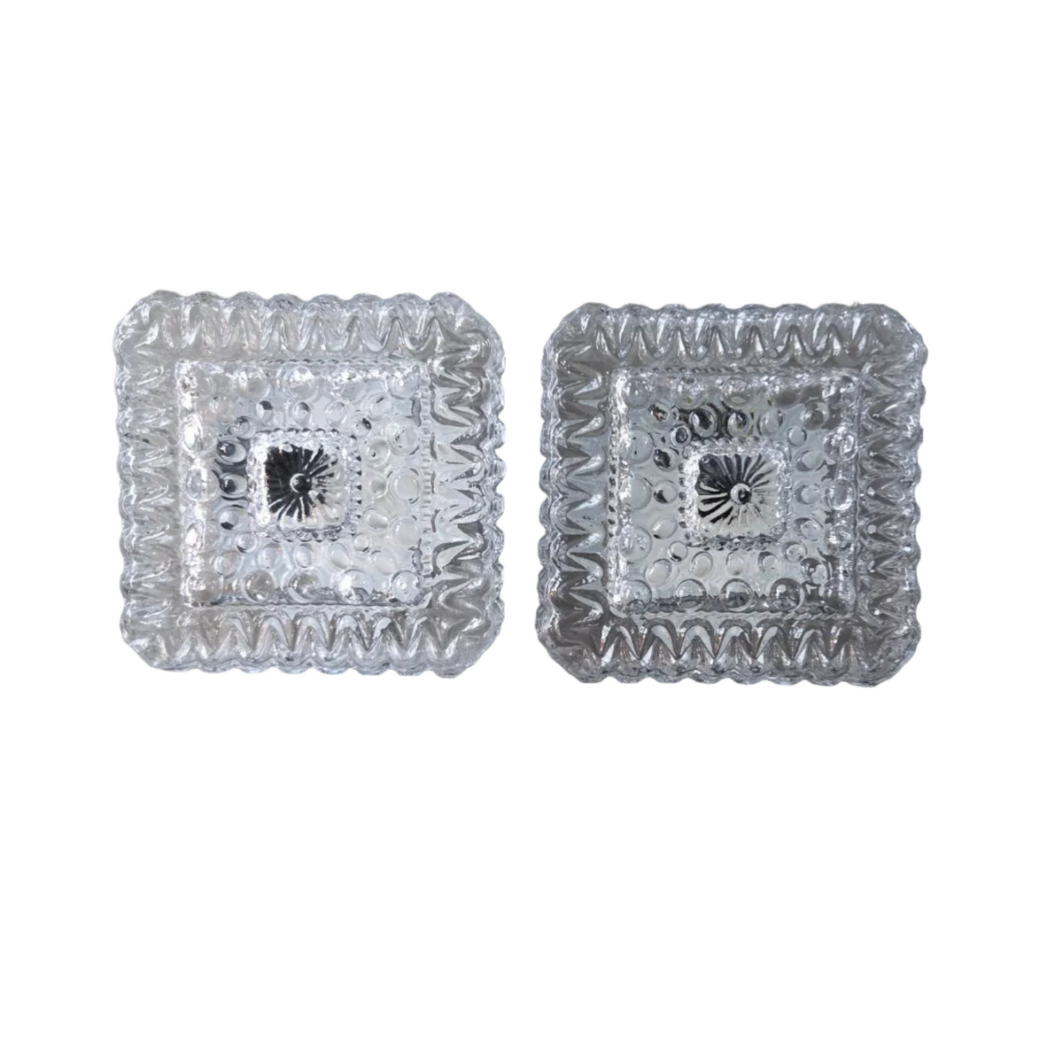 Paire de plafonniers ou appliques en verre moulé - Ref 1430