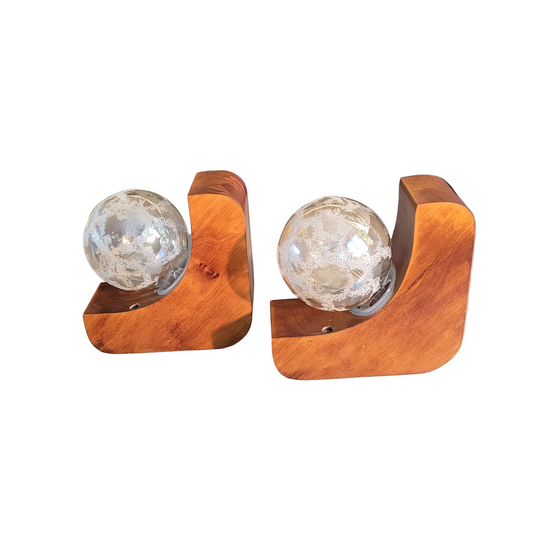 Paire d'appliques murales en bois et ampoule déco- Ref 733