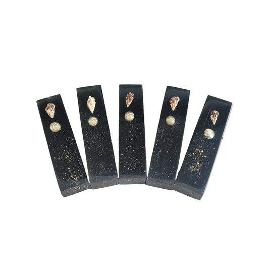 5 porte-couteaux à inclusions coquillages - Ref 1029