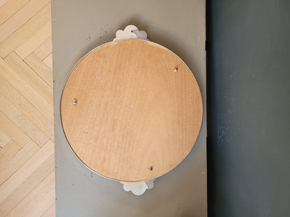 Plateau miroir en métal argenté vintage - Ref 693