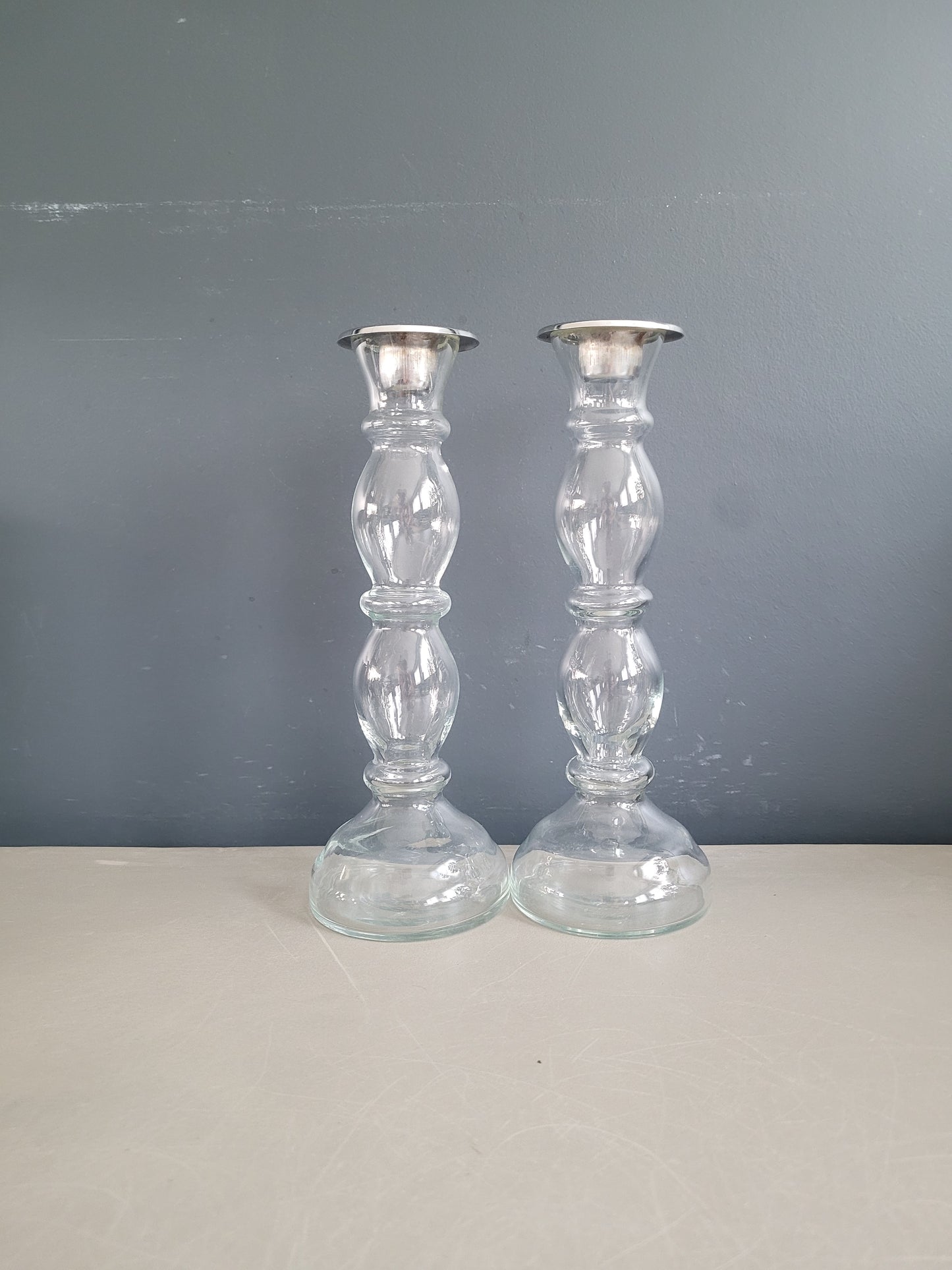 Paire de bougeoirs en verre - Ref 510