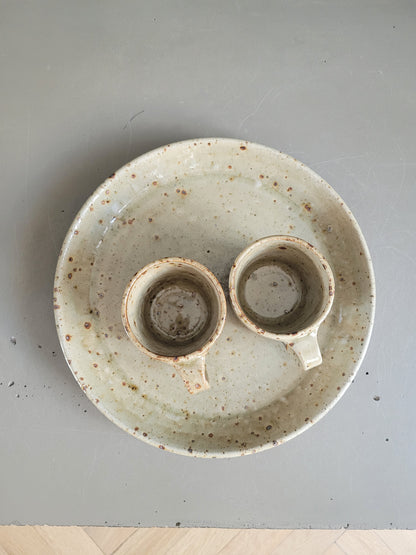 Ensemble tasses + assiette en Grès Migeon La Borne - Ref 409