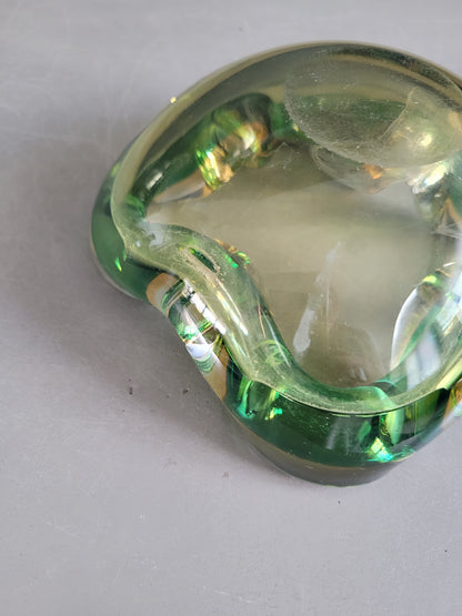 Cendrier carré en verre courbé bicolore- Ref 390