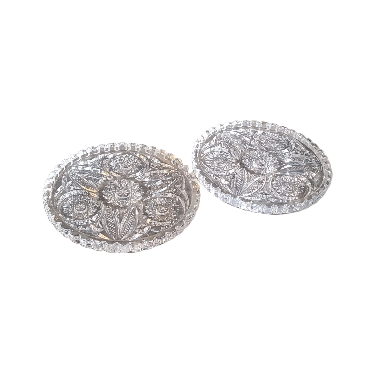 Paire de dessous de bouteilles en verre ciselé - Ref 975