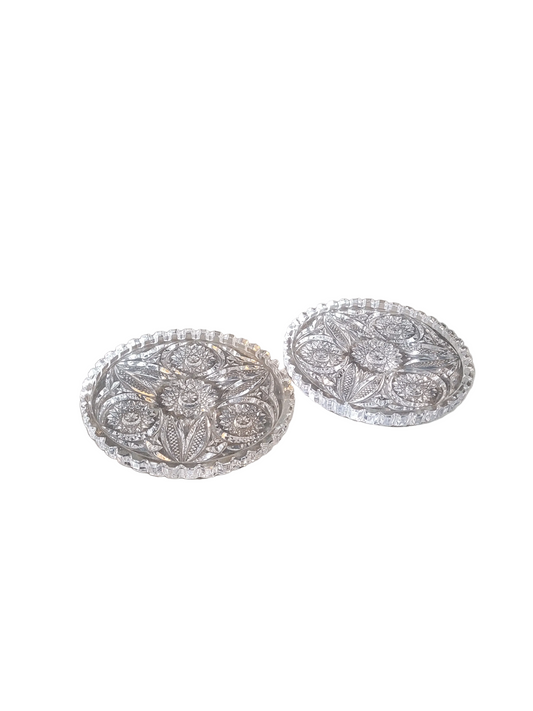 Paire de dessous de bouteilles en verre ciselé - Ref 975