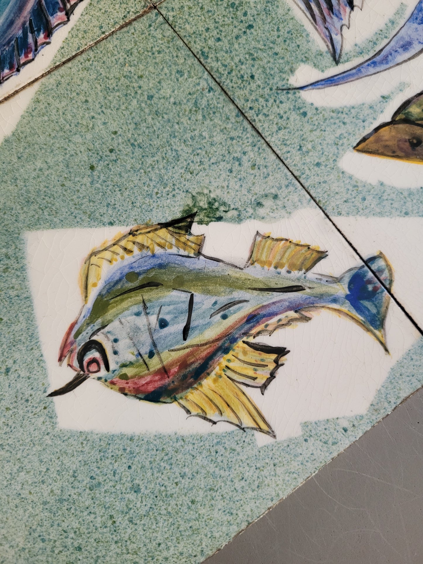 Décor en faïence signé SD - 8 carreaux - REF 745