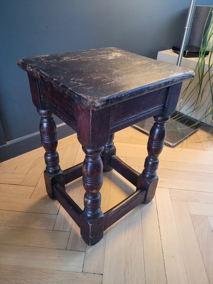 Tabouret ancien en bois pieds tournés- Ref 804