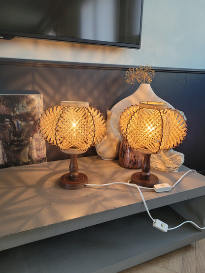 Paire de lampes vintage abat-jour fil tendu - Ref 1087