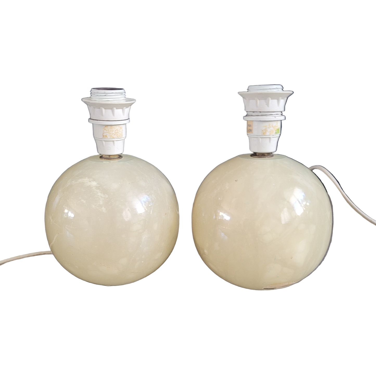 Paire de pieds de lampes boules en albâtre- Ref 639