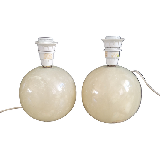 Paire de pieds de lampes boules en albâtre- Ref 639