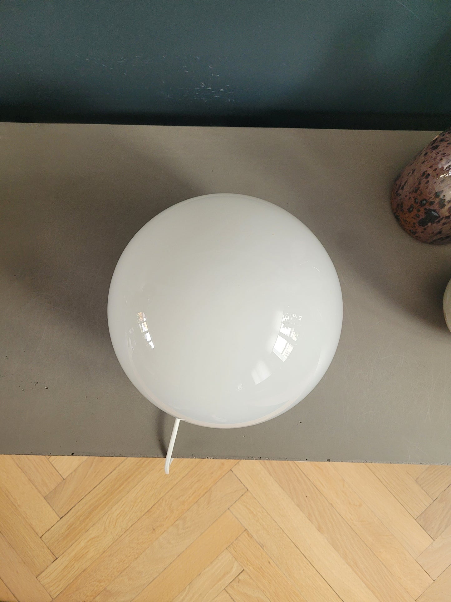 Lampe à poser globe verre opaline Ikea - Ref 364