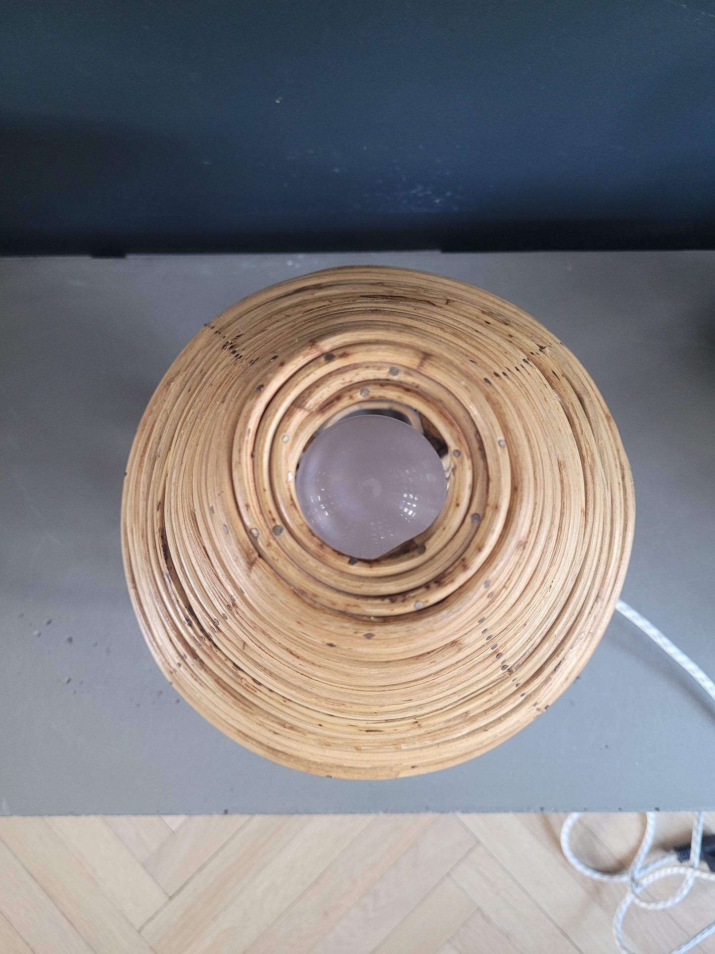 Lampe à poser vintage en bambou et rotin - Ref 780