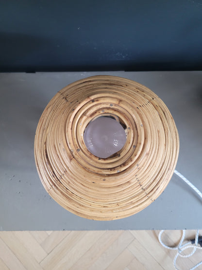 Lampe à poser vintage en bambou et rotin - Ref 780