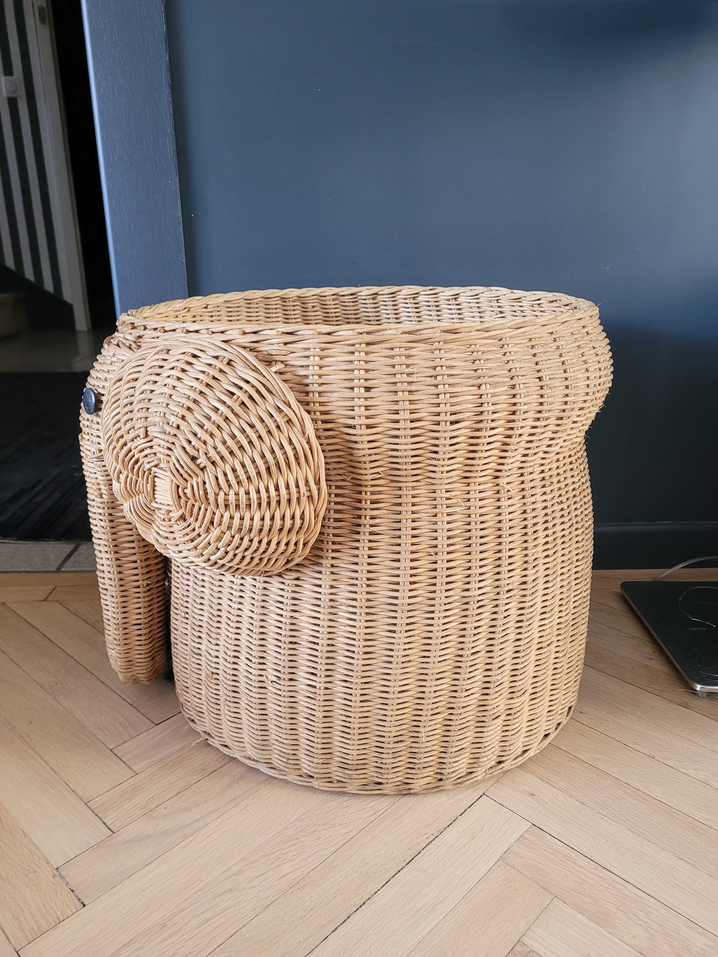 Panière à linge éléphant en rotin - Ref 895