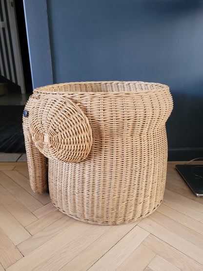 Panière à linge éléphant en rotin - Ref 895