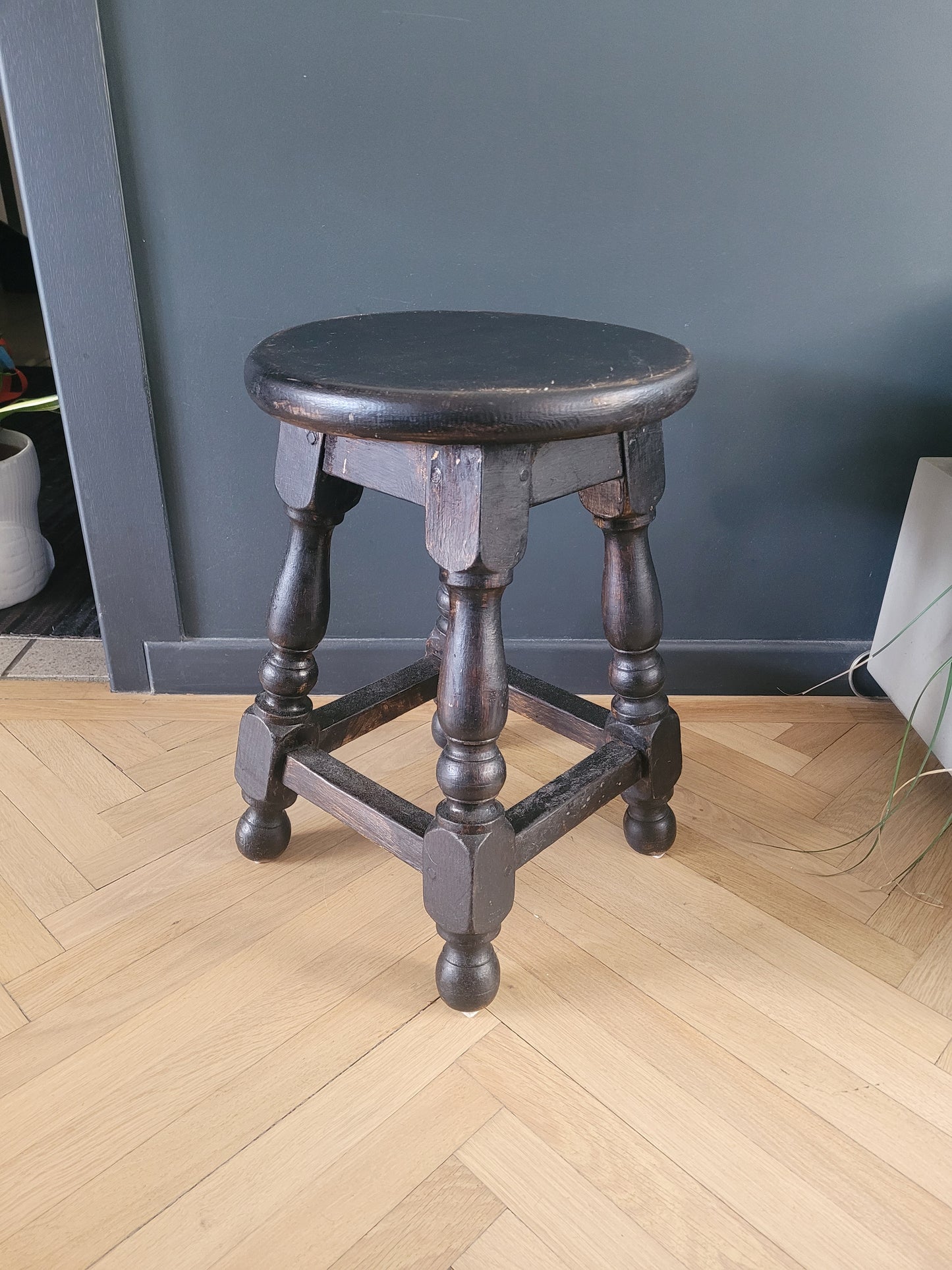 Tabouret ancien en bois pieds tournés - Ref 964