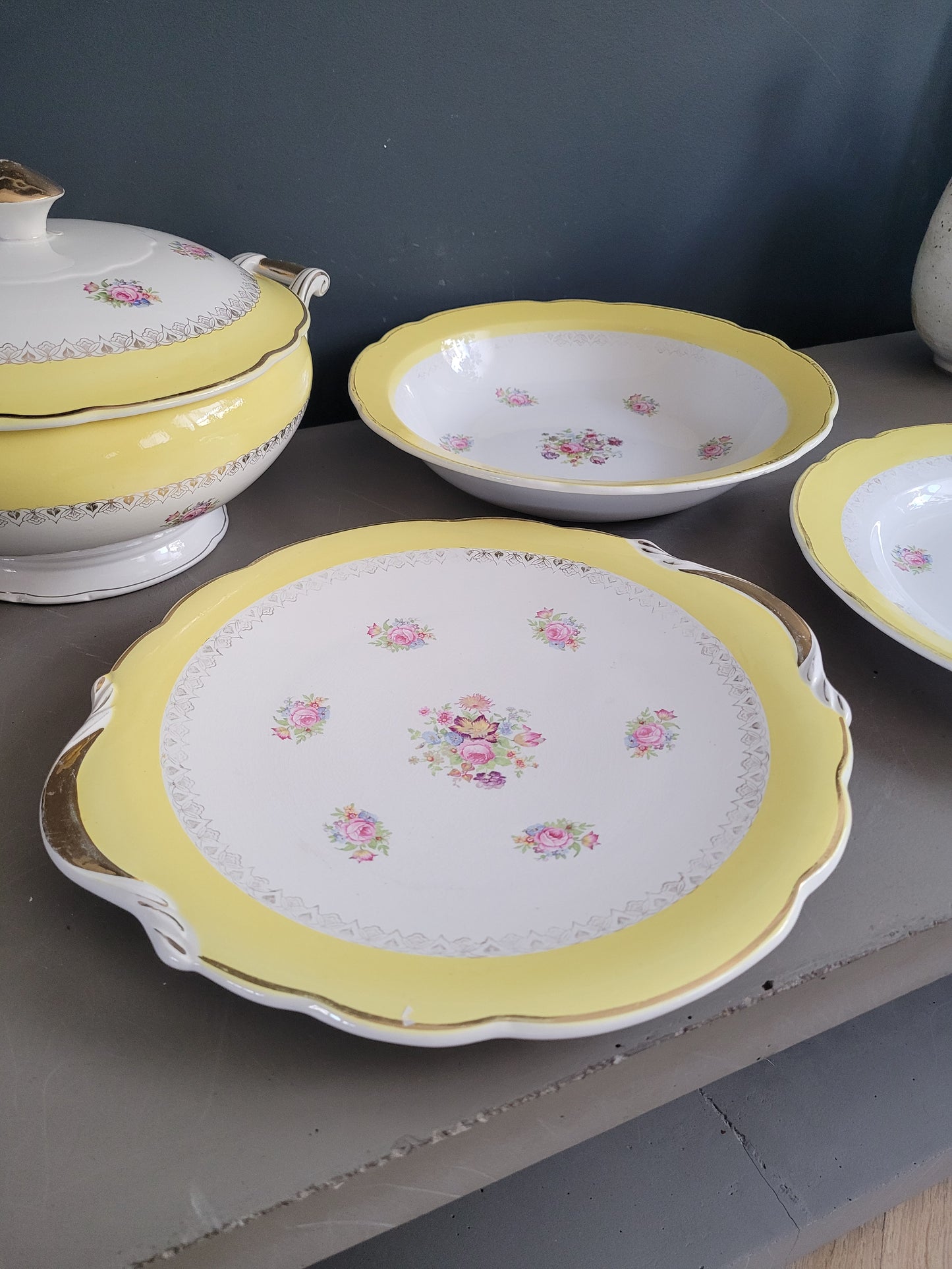 Soupière + 3 plats Digoin & Sarreguemines modèle Graziella - Ref 921