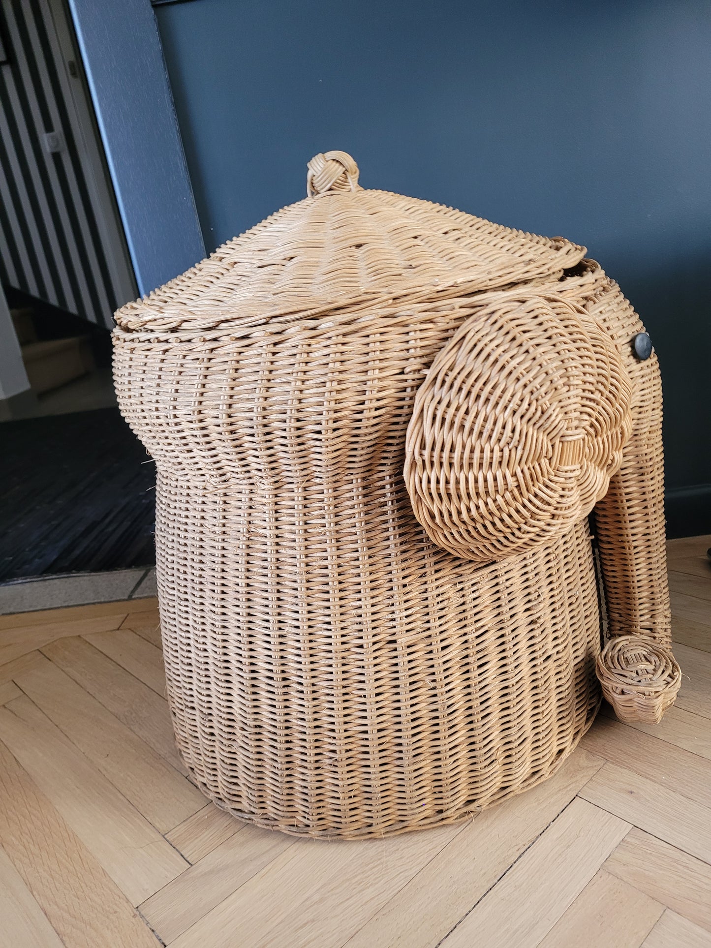 Panière à linge éléphant en rotin - Ref 895