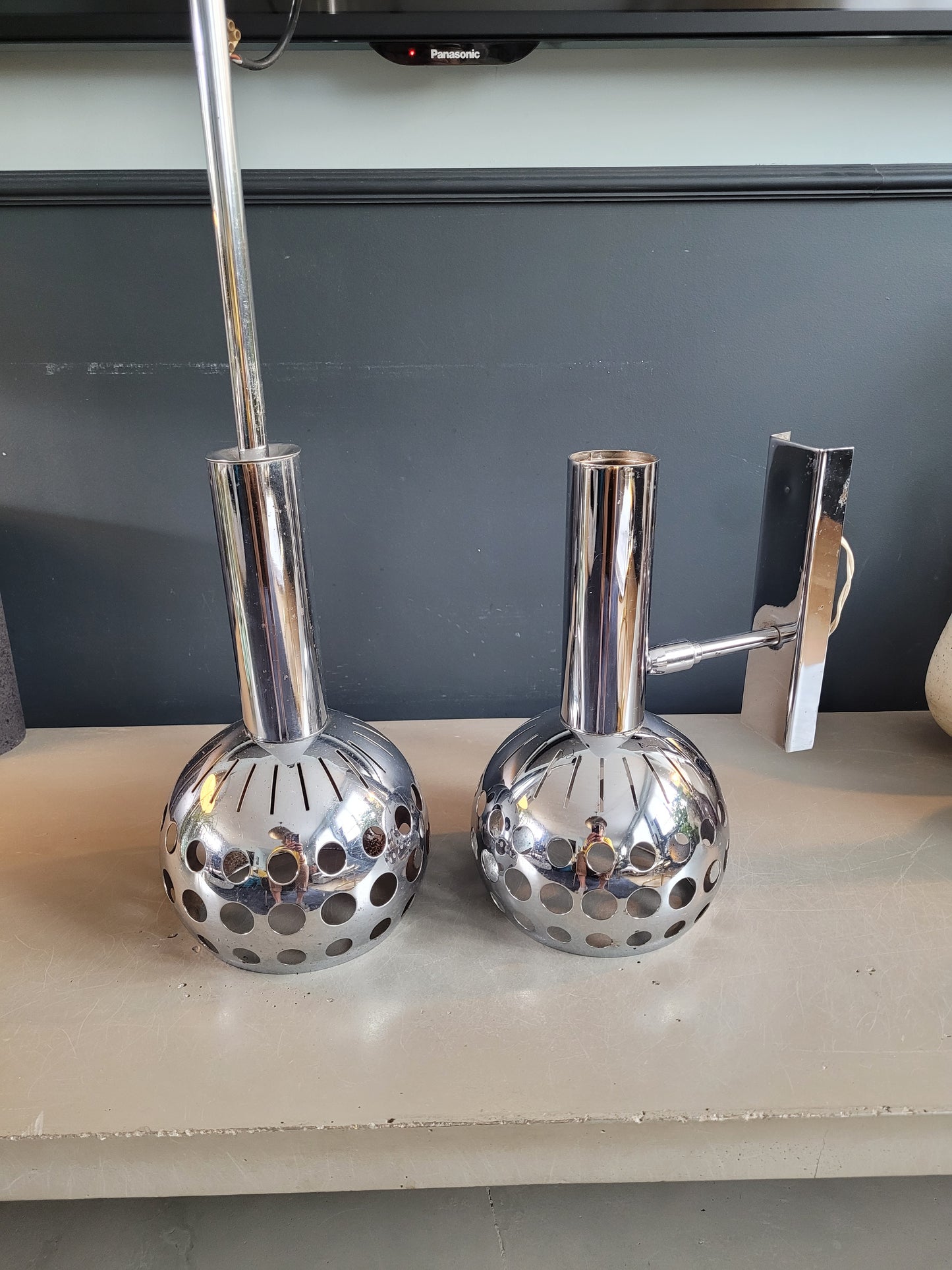 Ensemble applique + suspension vintages chromées - Ref 650