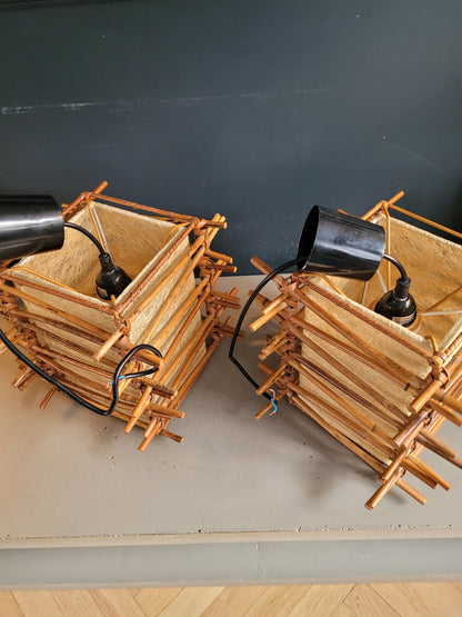 Paire de suspensions vintages en bambou - Ref 378