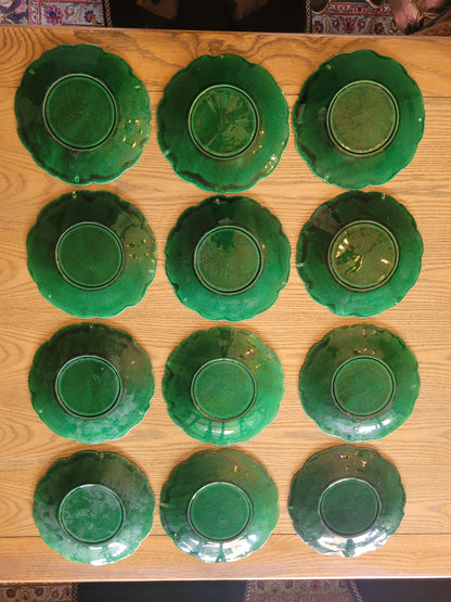 12 assiettes Rigal & Sanejouand faïencerie Clairefontaine en barbotine - Ref 631