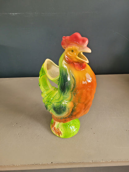 Carafe barbotine coq St Clément- Pichet Saint-Clement- Ref 521
