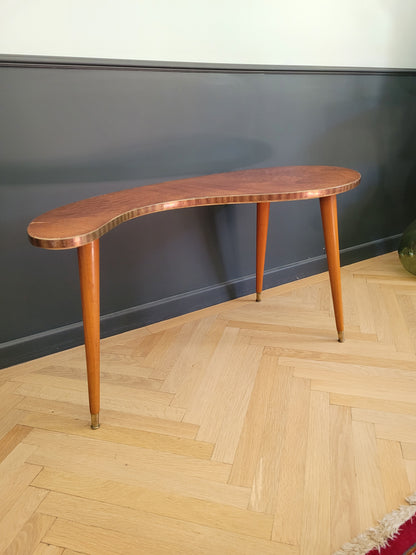 Table basse haricot années 50 en loupe d'orme - Ref 637