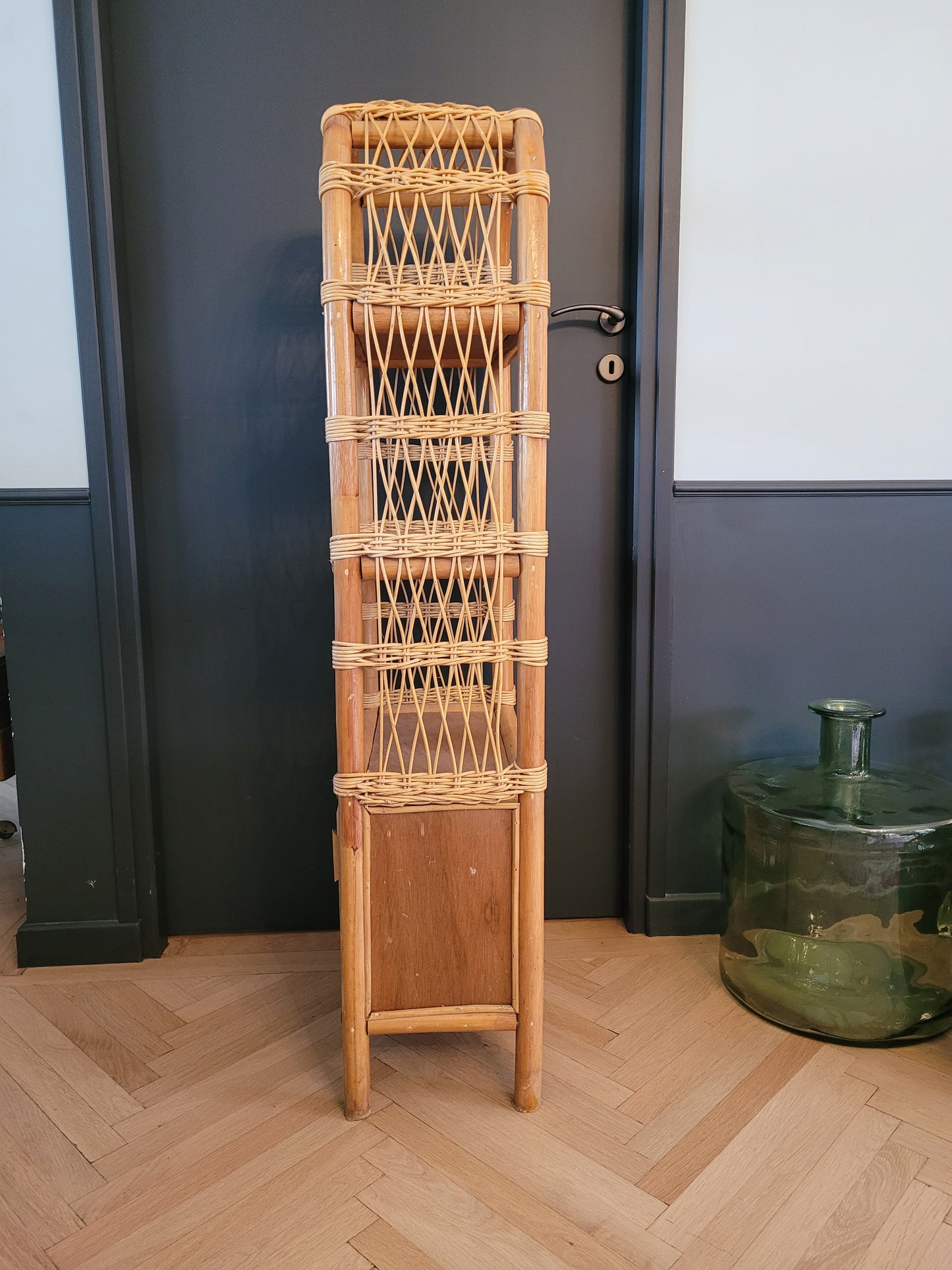 Étagère vintage en bambou et rotin - Ref 691