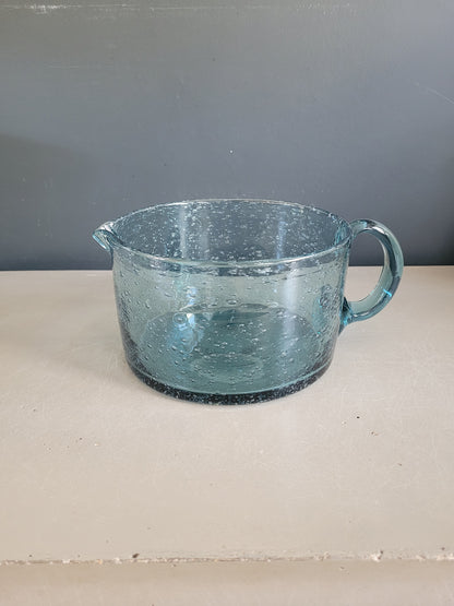 Grand pichet 2L en verre bullé bleu - Ref 654