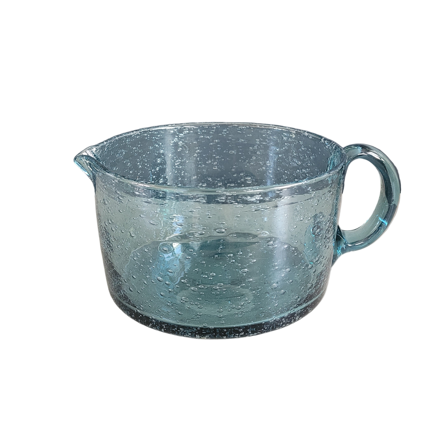 Grand pichet 2L en verre bullé bleu - Ref 654