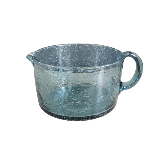 Grand pichet 2L en verre bullé bleu - Ref 654