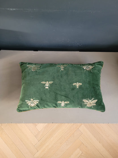 Coussin en velours motifs brodés abeilles- Ref 587