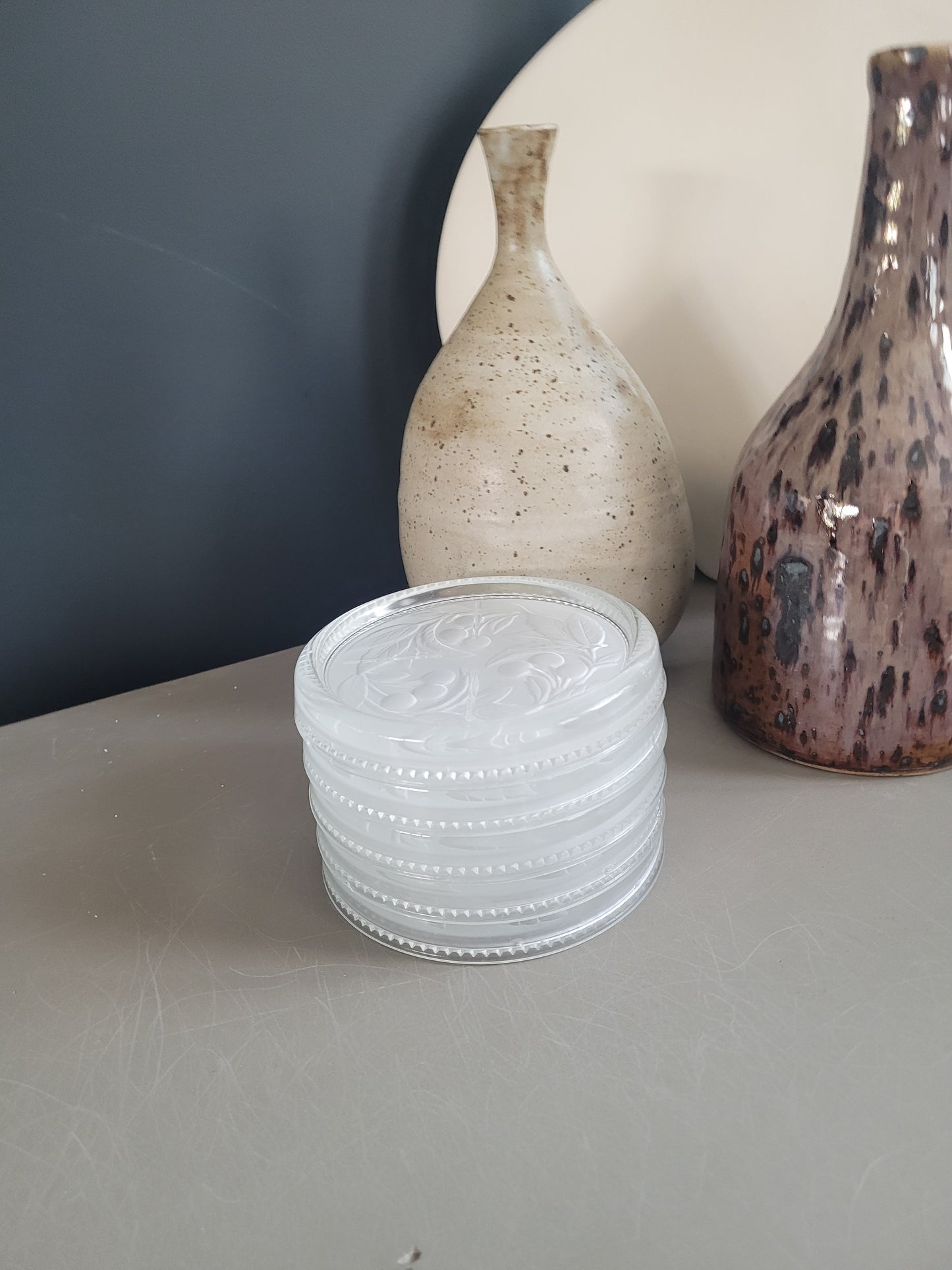 Lot de 5 dessous de bouteilles en verre - Ref 393