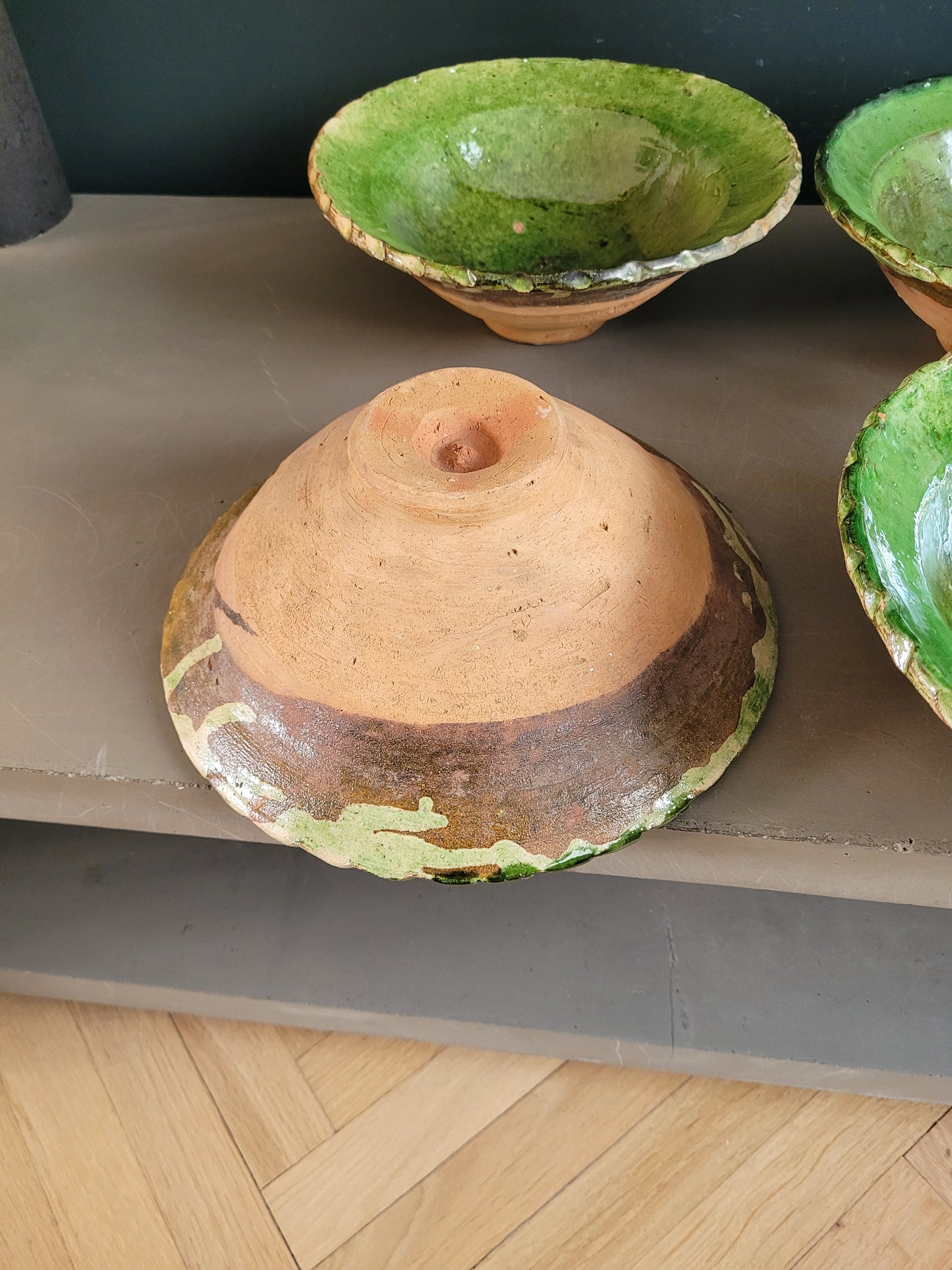 Saladier en terre cuite émaillée vert - Ref 791